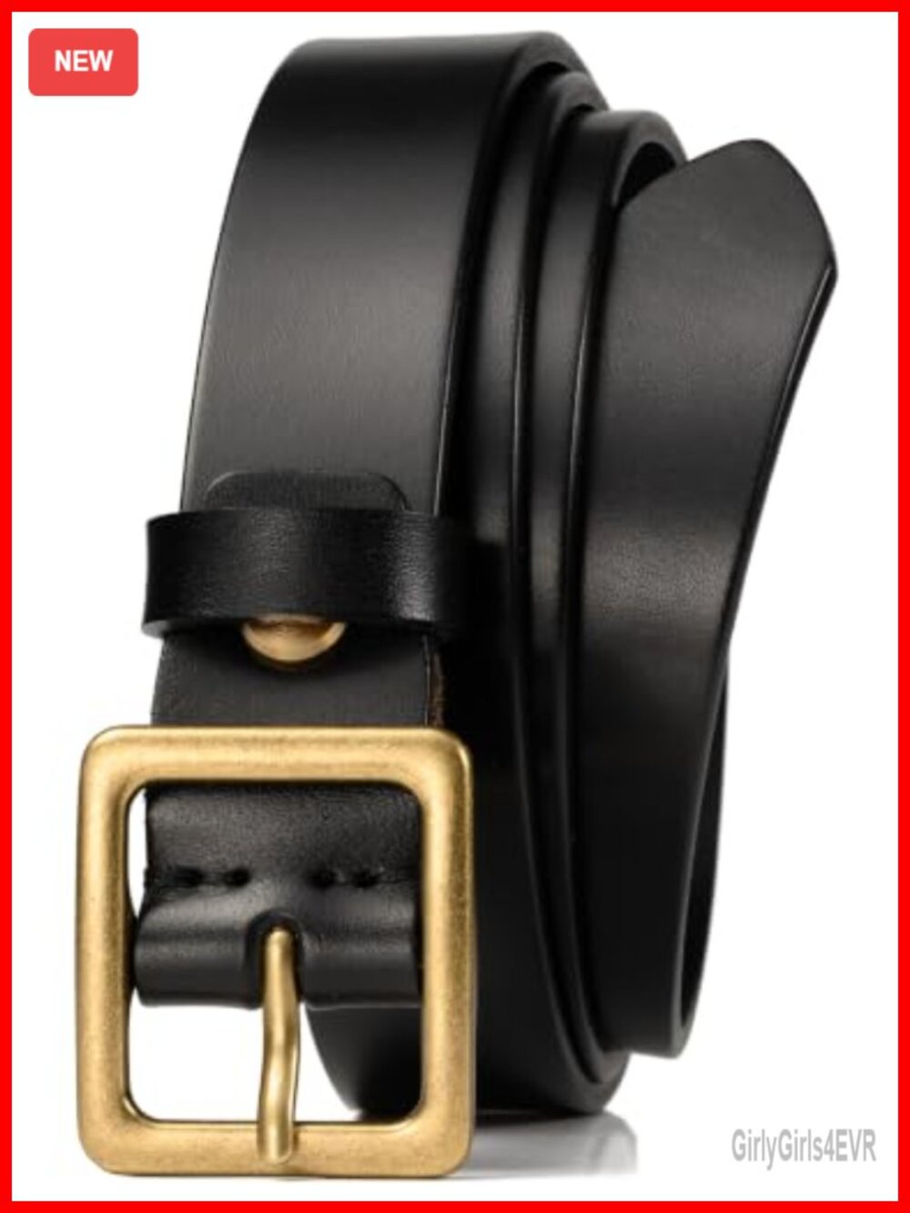 Full Grain Italian Leather Belt 1.1in Brass Buckle for Women